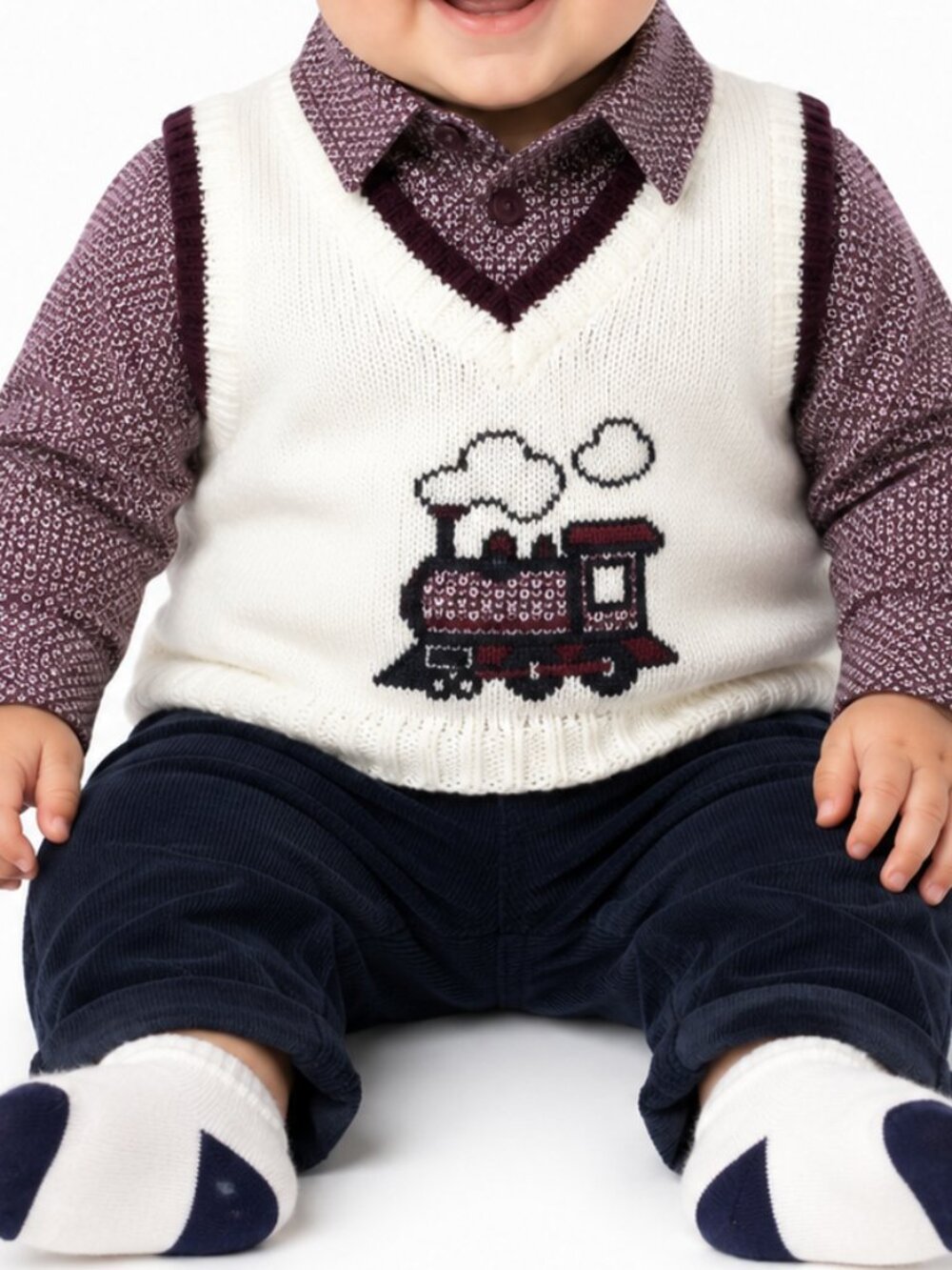 English Laundry Baby Boys Knitted Vest  with Long Sleeves Shirt Size 6-9 mos